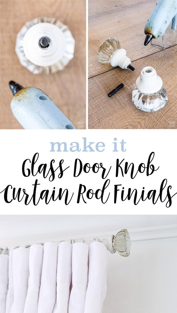 Window treatment idea. How to make curtain rod finials using door knobs. It is so easy to do. I found inexpensive door knobs and the thrift store.