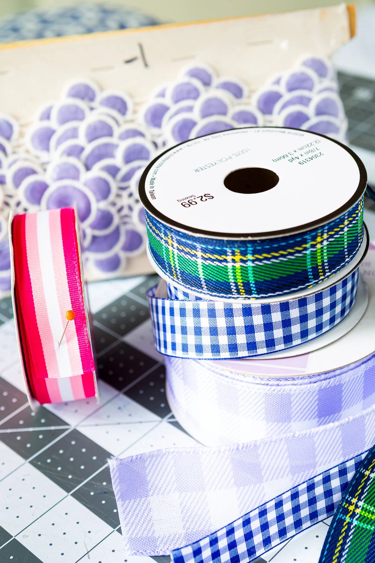 ribbons used to decorate bathroom towels