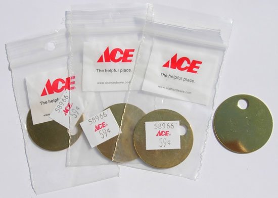 True Value Hardware Store Brass Discs