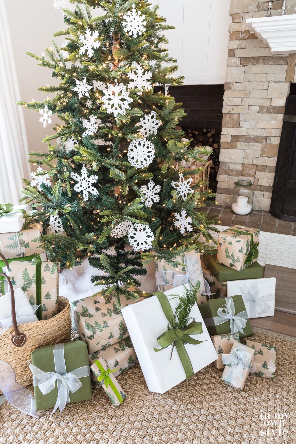 easy paper snowflakes to make using paper doilies. They make festive Christmas tree ornaments.