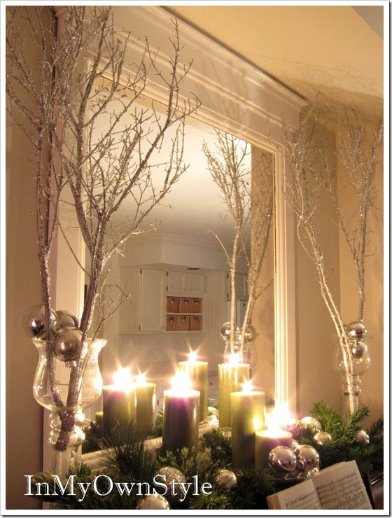 Spray-Painted-Tree-Branches Decorating Ideas for Christmas