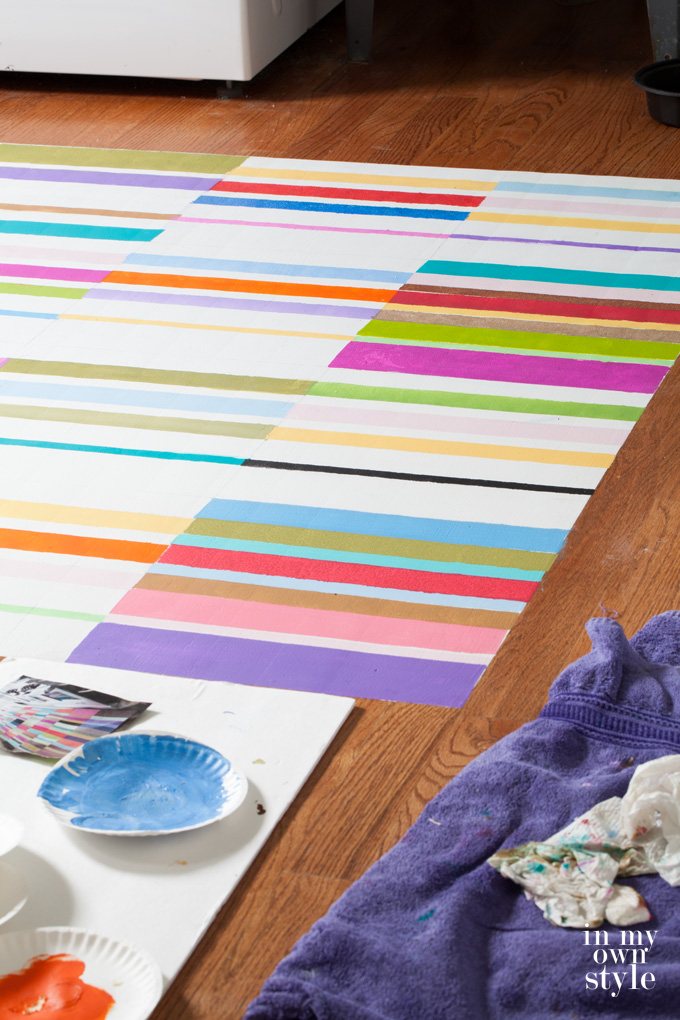 How to paint a striped rug on a floor