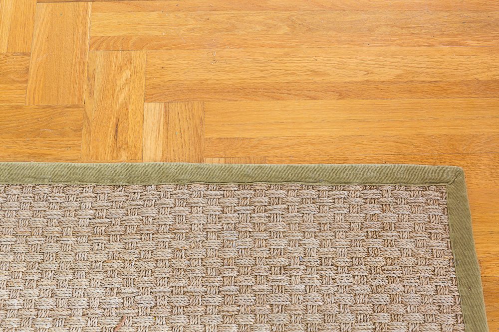 Seagrass area rug before painting canvas border another color.
