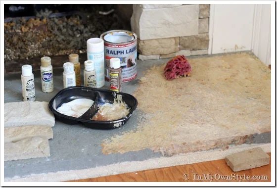 Setting up a fireplace hearth to paint.