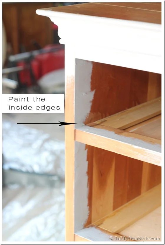 Furniture-Painting-Tips not to forget to to. Paint the inside edges around drawers and doors.