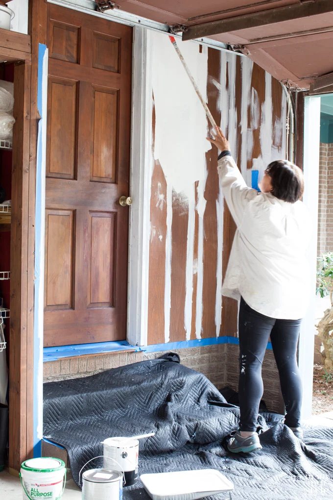 Can fake wood paneling be painted successfully....YES. Learn what paint products to use for success. oducu.com
