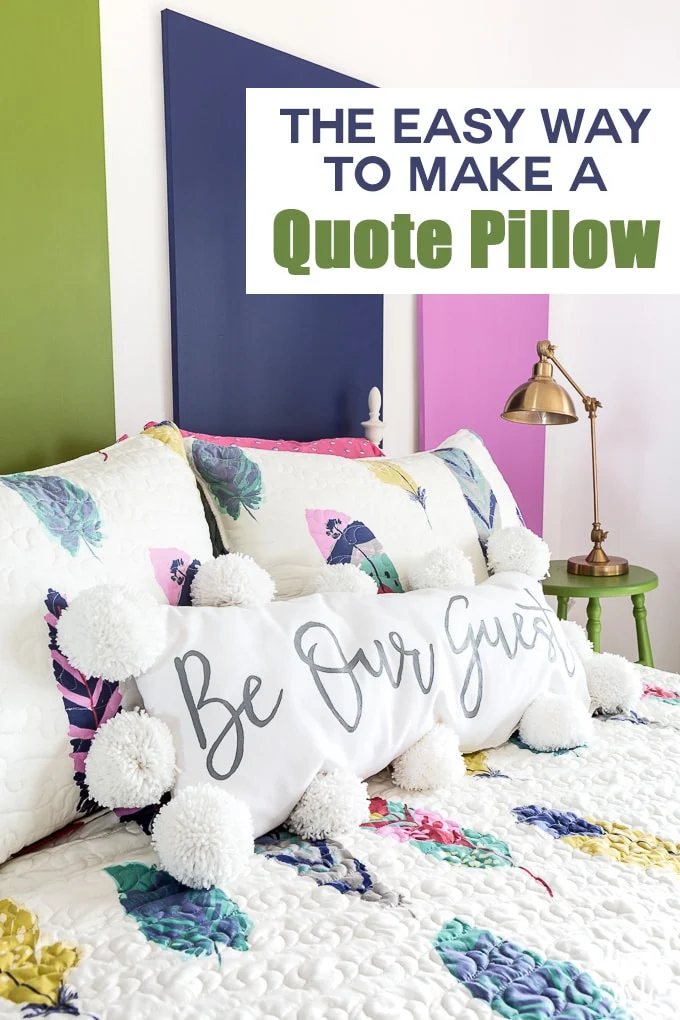 This DIY tutorial will give you step-by-step instructions to making the most adorable (and custom!) quote pillows around! Choose your quote, print it and then use a sharpie or paint on any type of plain pillow cover. Add some pom-poms and you have one unique and adorable pillow.