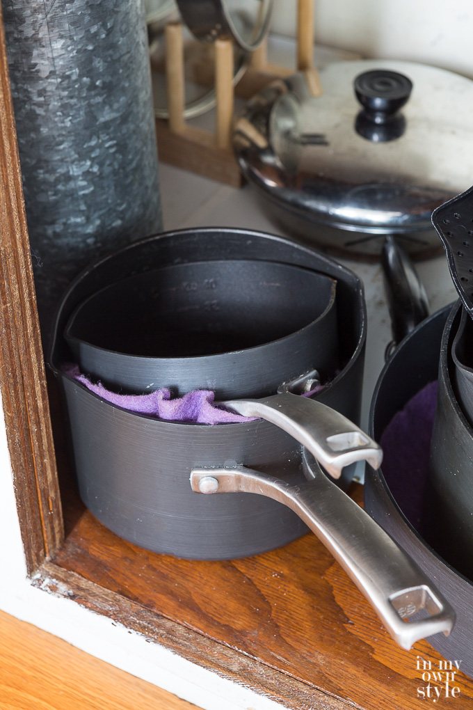 How to store pots an pans so they will not get damaged.