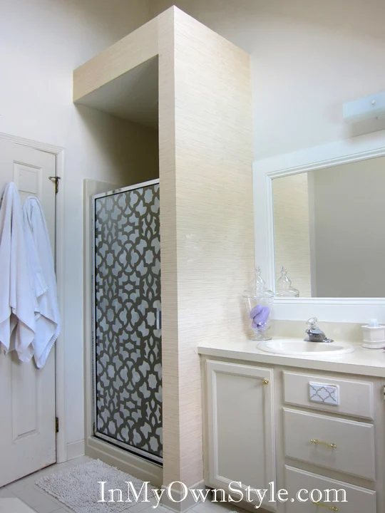 Stenciled Shower Door