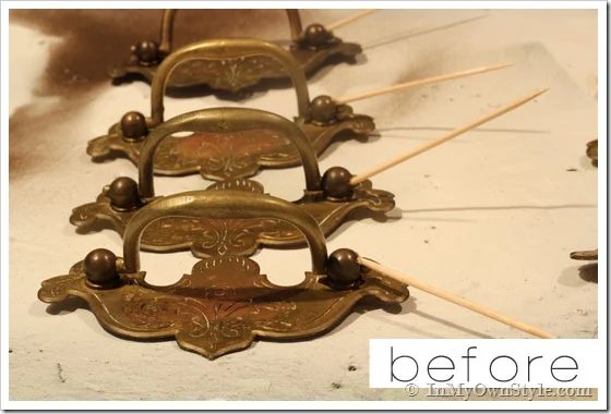Dresser-brass drawer-pulls--before makeover