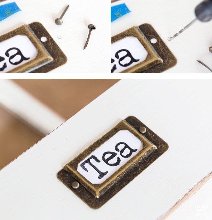 how to attach a metal label holder to a box, drawer or door