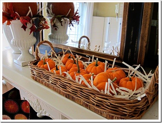 Fall Mantel Decorated With Pumpkins
