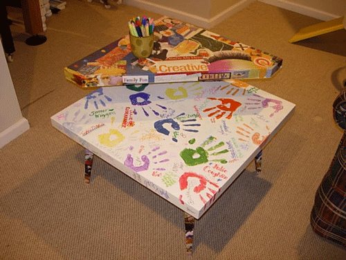 Kid’s Room Furniture Makeover Hand Print Signature Table