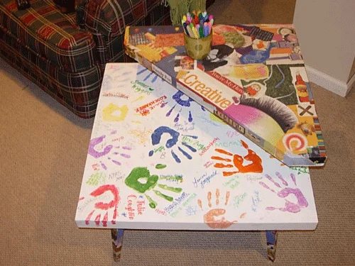 Kids DIY Handprint and Signature Table