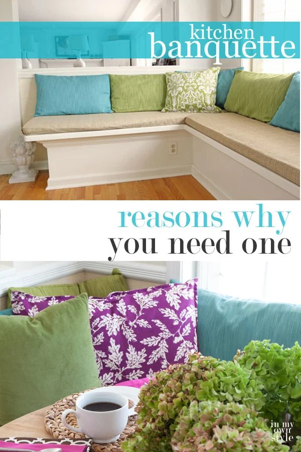 image showing finished banquette with copy on it that says - reasons why you need one