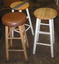 3 plain wood stools