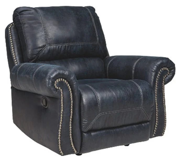 Navy blue leather recliner rocker