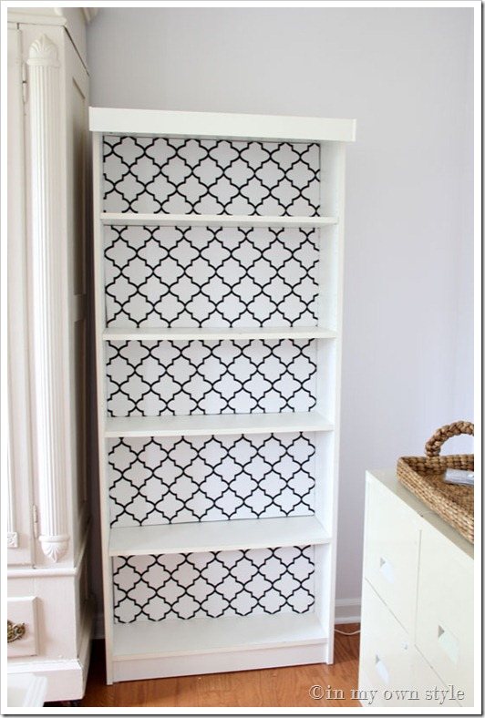 How to make fabric backdrops for book shelves.