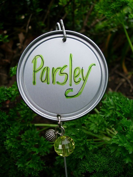 DIY Garden Marker from recycled OJcan lids