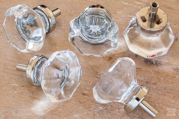 octagon glass cut cabinet knobs