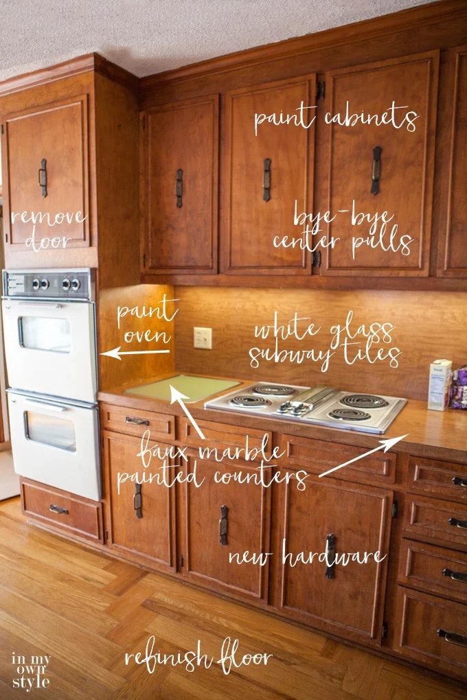 1970's kitchen before updating on a budget