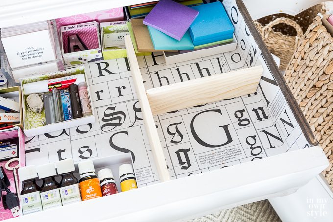 Home office desk drawer organizing