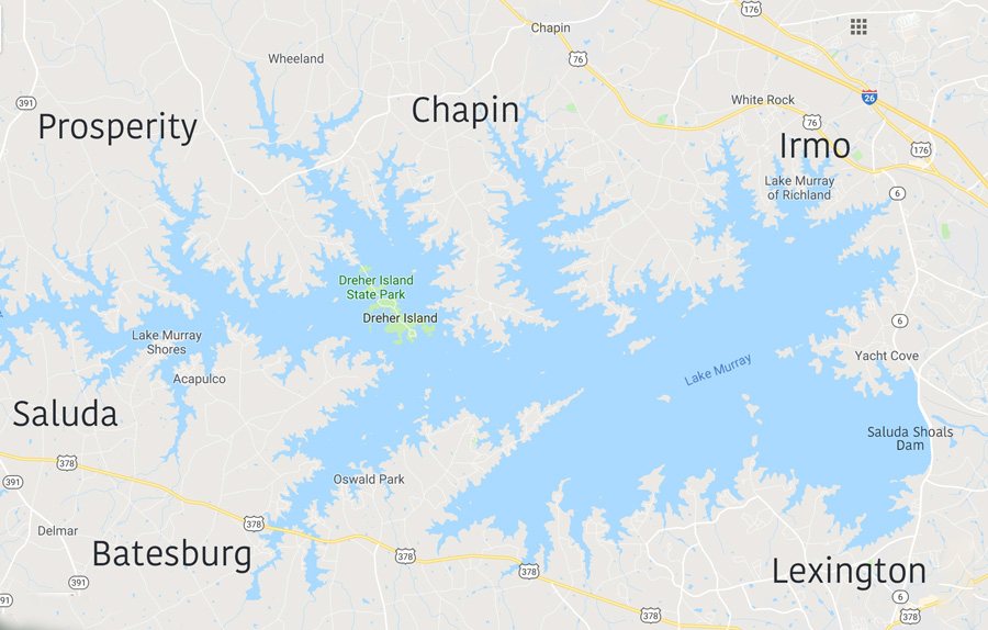 Map of Lake Murray SC