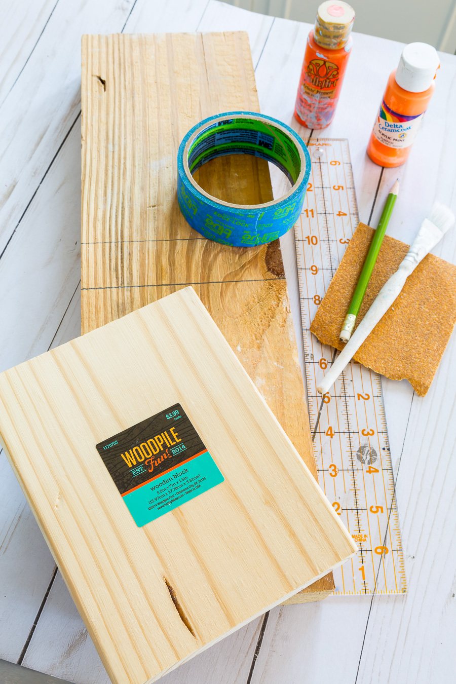 supplies needed to make a wood block photo frame from scrap wood