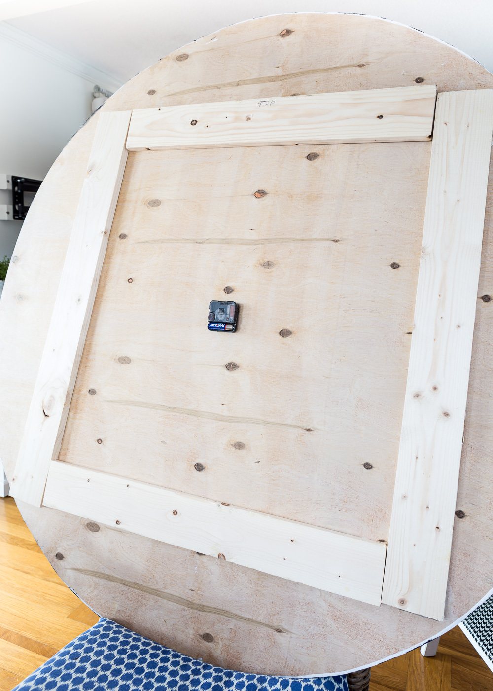 The back of oversized Fixer Upper Inspired wall clock