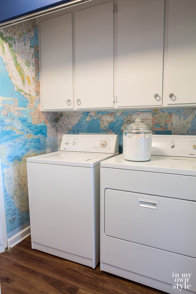 Laundry room map wallpaper and step by step tutorial