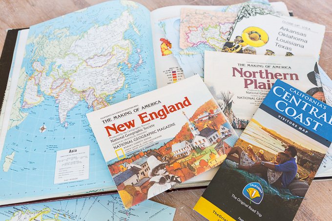 Supplies needed for DIY map wallpaper step by step tutorial