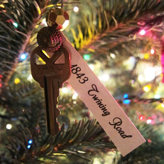 Christmas Tree Decorating House Key Ornament