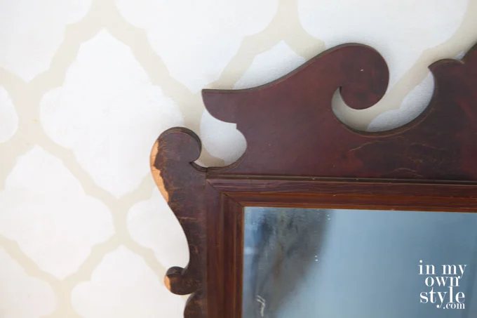 Decorative-wood-framed-mirror-that-needs-a-chalk-paint-makeover