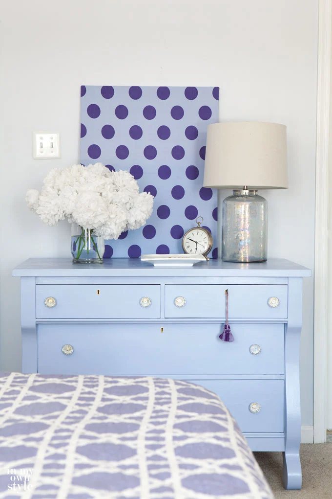 Furniture makeover using DIY chalk paint that is not aged or distressed.