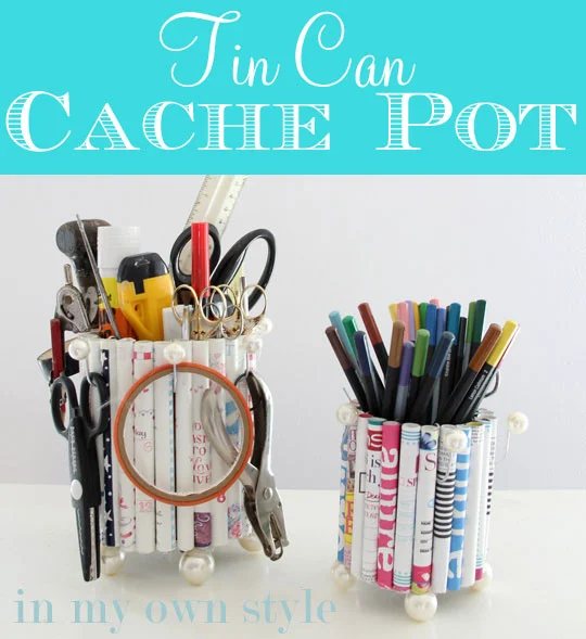 My Crafty Craft-Table Cachepot – Trash to Treasure Tin Can
