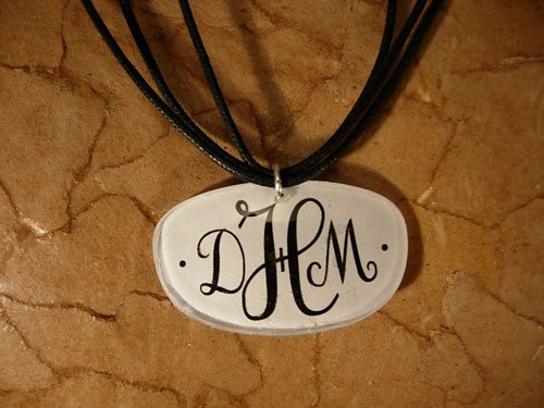 Monorgrammed necklace to craft from a pair of eyeglasses