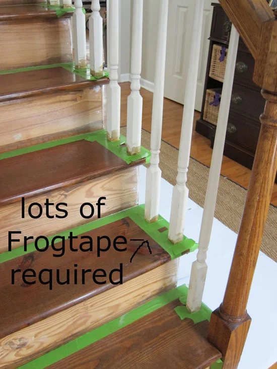 Step by step tutorial on how to remove carpet from a staircase and stain the wood underneath