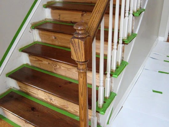 How to stain wood on a staircase and paint the risers