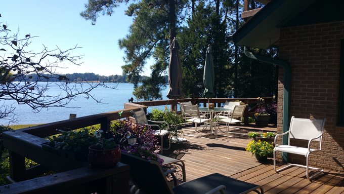 deck on lake