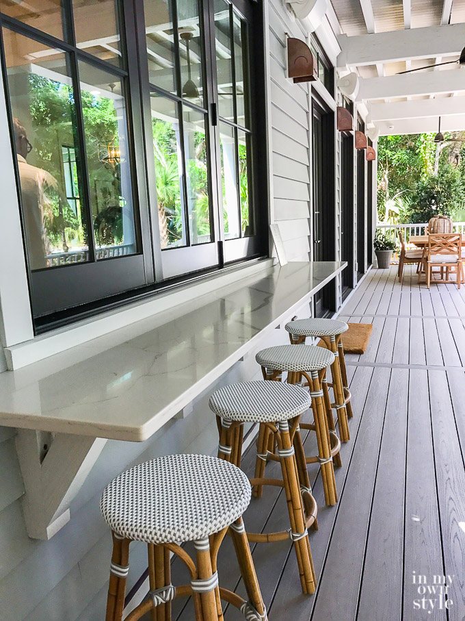 Outdoor bar area with bifold window