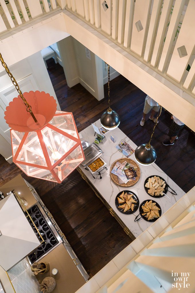 Looking down into the kitchen from the second floor at the Southern Living Idea House on Bald Head Island
