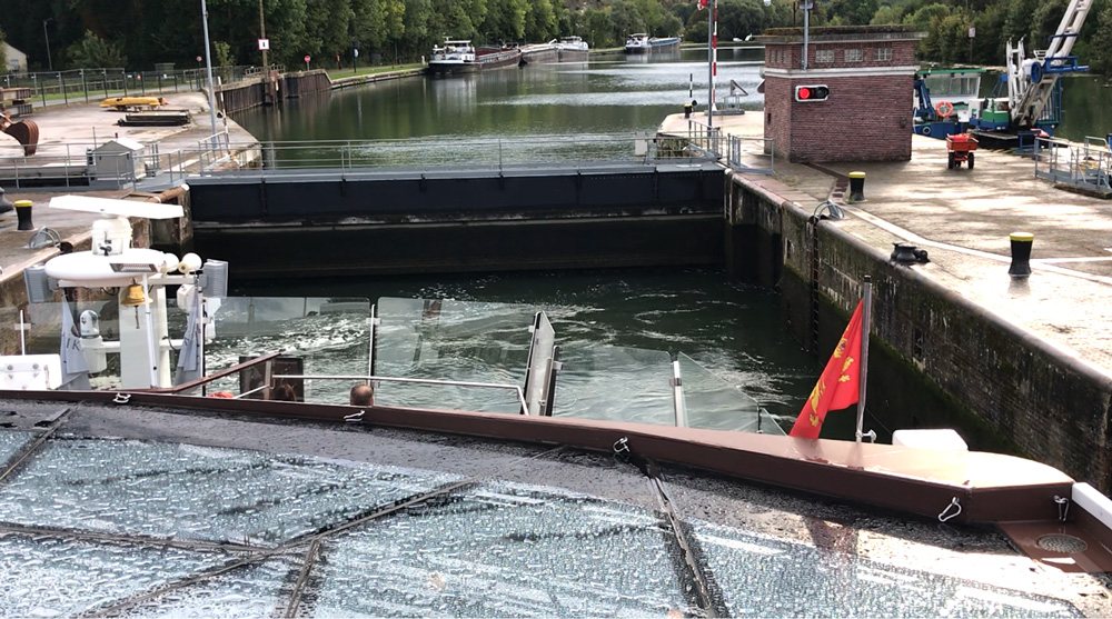 Going through a river lock