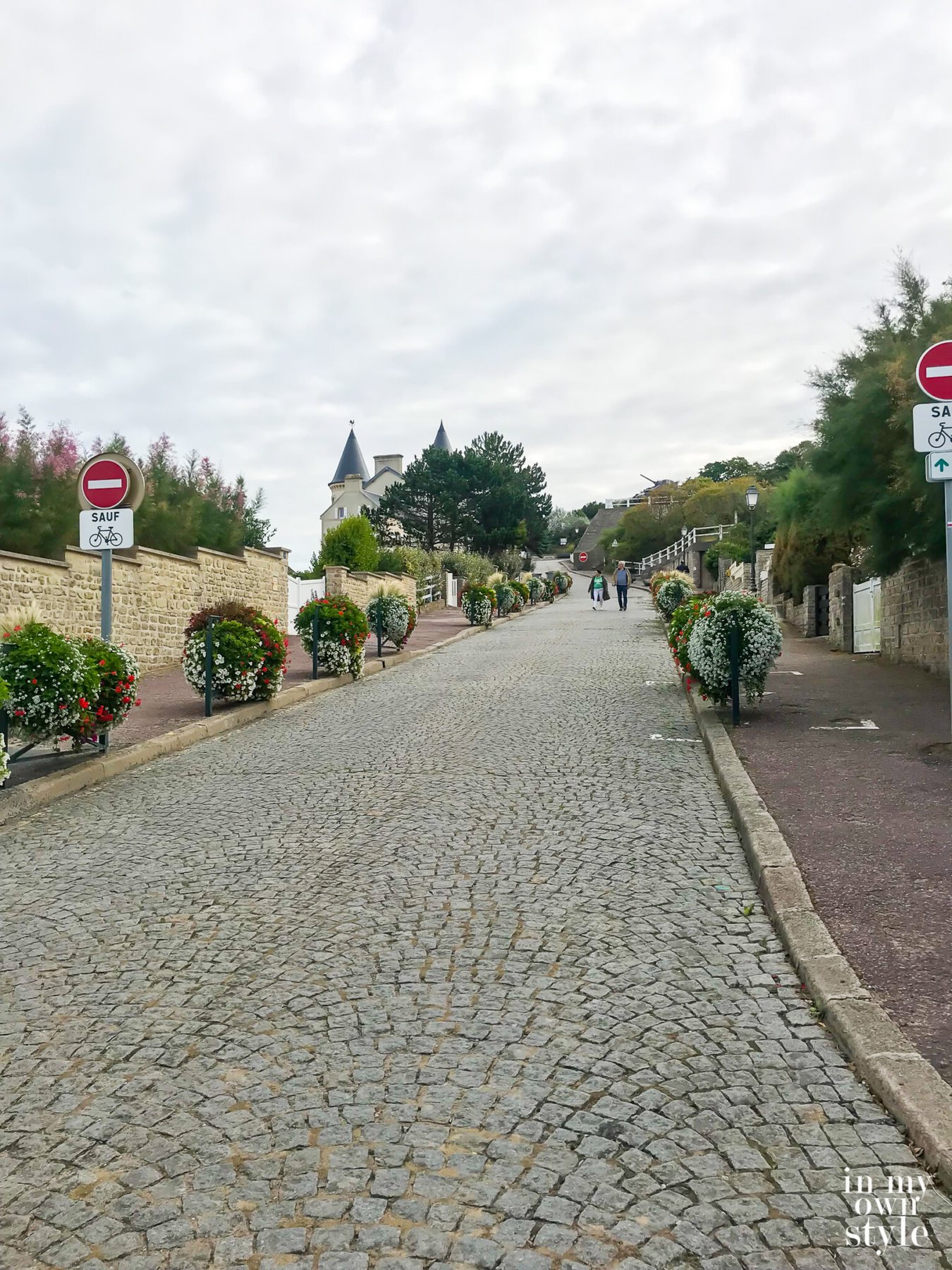Cobblestone street along the Normandy beaches.