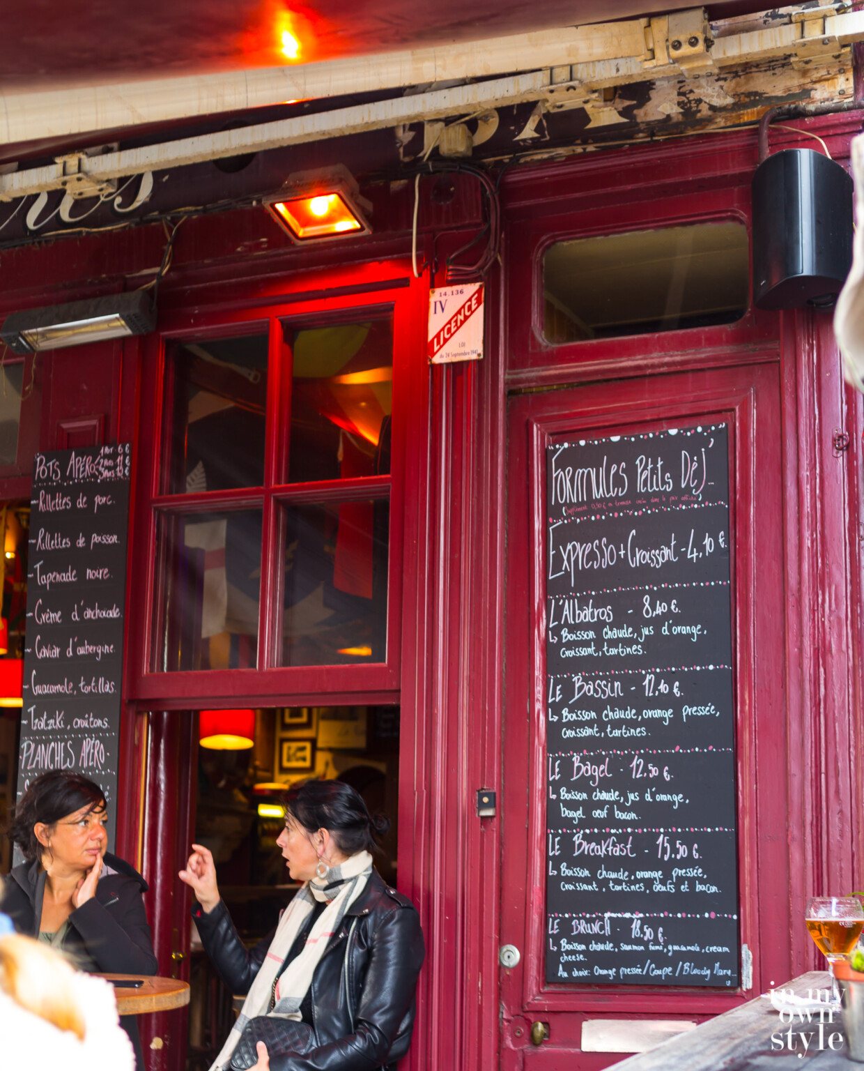 Chalkboard menu outside a restaurant in Honfleur France