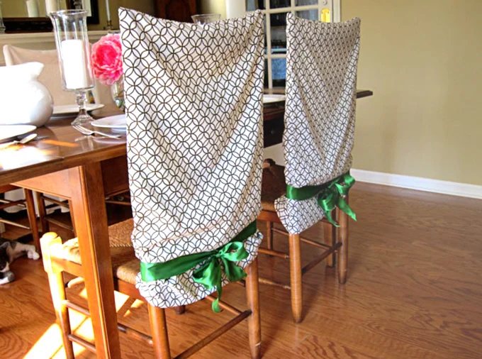 No Sew Chair Back Cover Using a Pillow Case