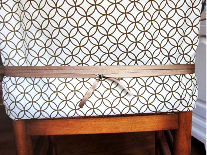 Ribbon tied around a dining room chair back