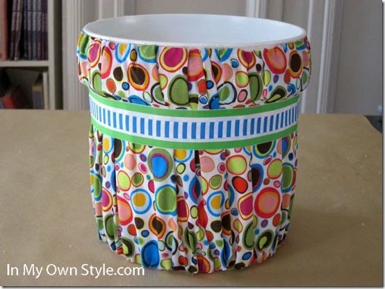 No-Sew Fabric Covered Paint Bucket Waste Can