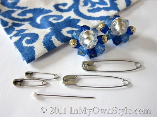 safety pins used to decorate a home