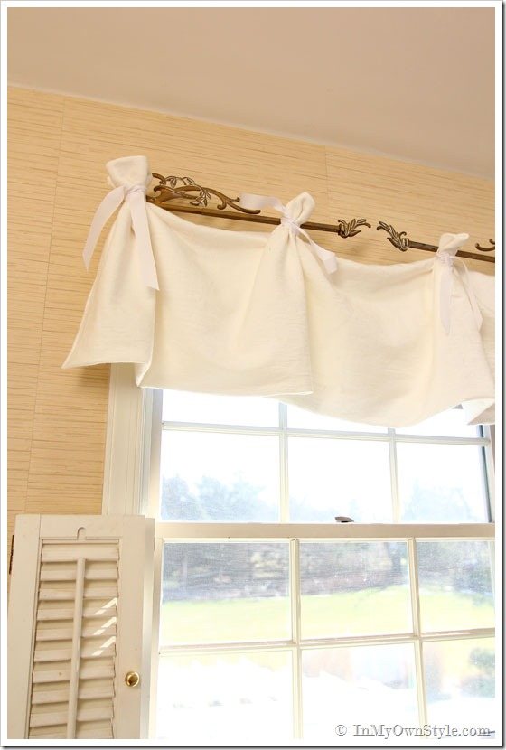 Easy no sew tie on window valance DIY