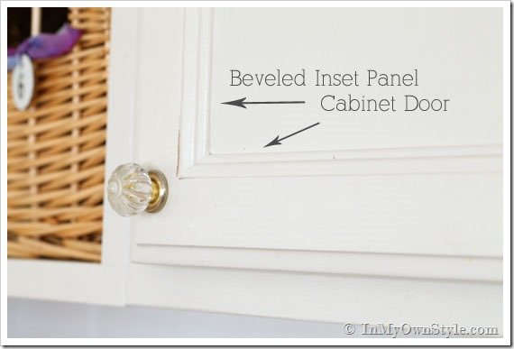 close up of recessed area on kitchen cabinet